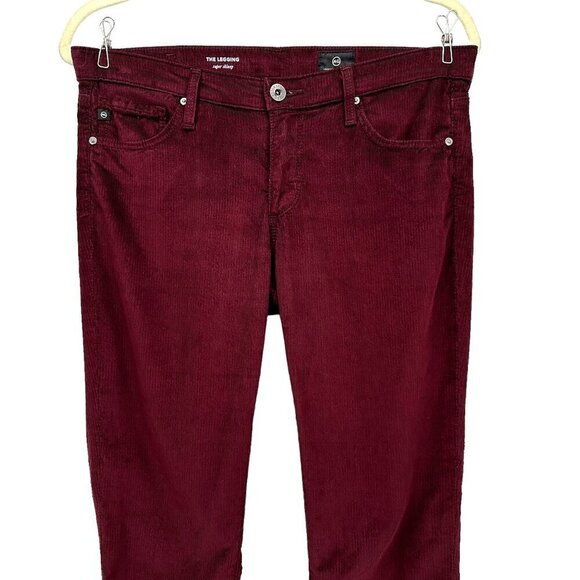 AG Adriano Goldschmied The Legging Super Skinny Maroon Corduroy Pants Womens 27 - Picture 2 of 9